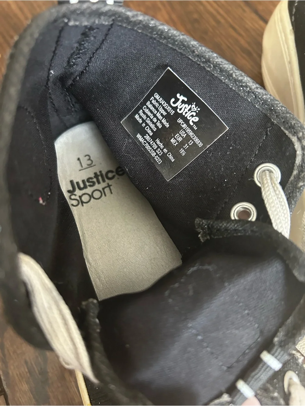 Justice Black and White High-Top Kids Sneakers